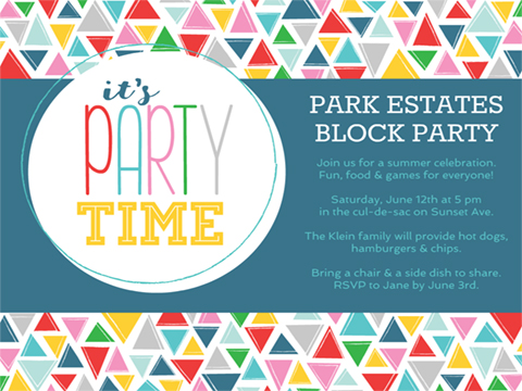 party invite flyer - Party Time Triangles